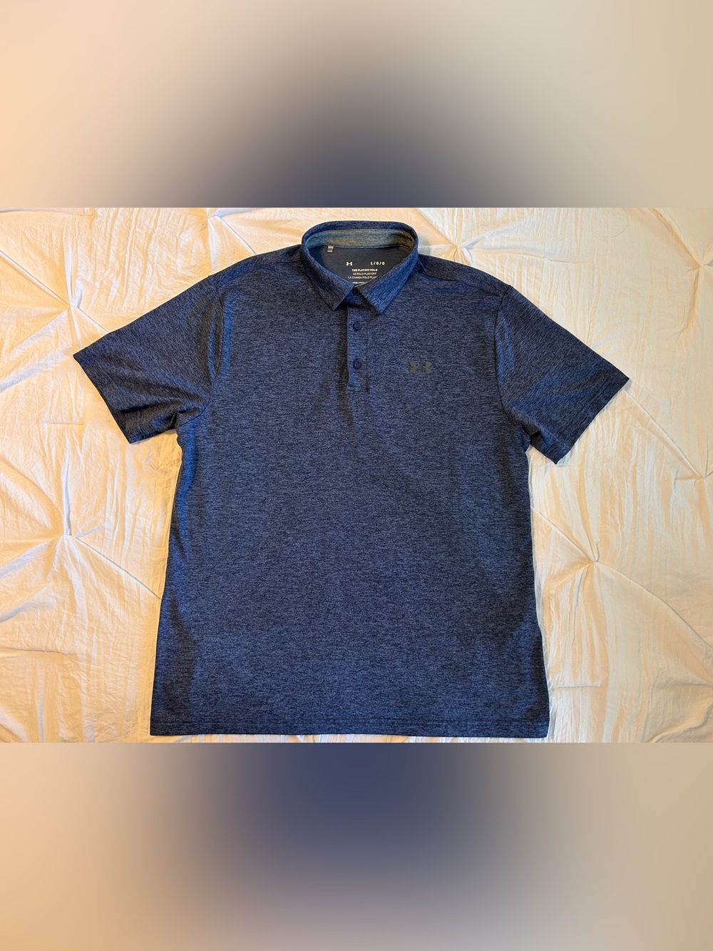 Under Armour Playoff Polo Men's Blue Heathered Short Sleeve Loose Fit Size L